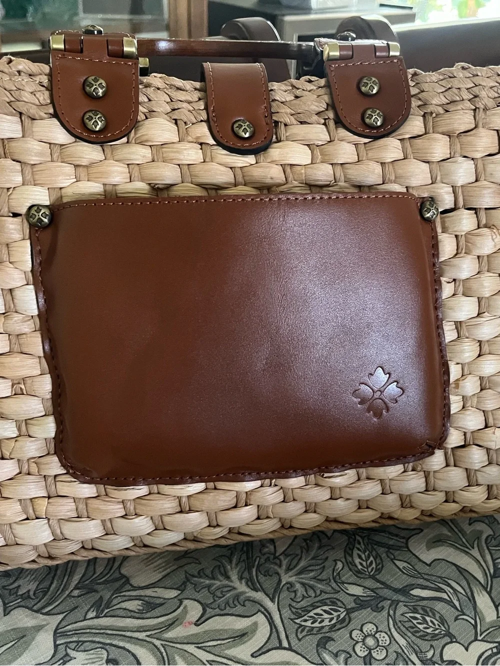 Patricia Nash Tan Leather-Trimmed Woven Tote “Sancia” - Picture 8 of 8